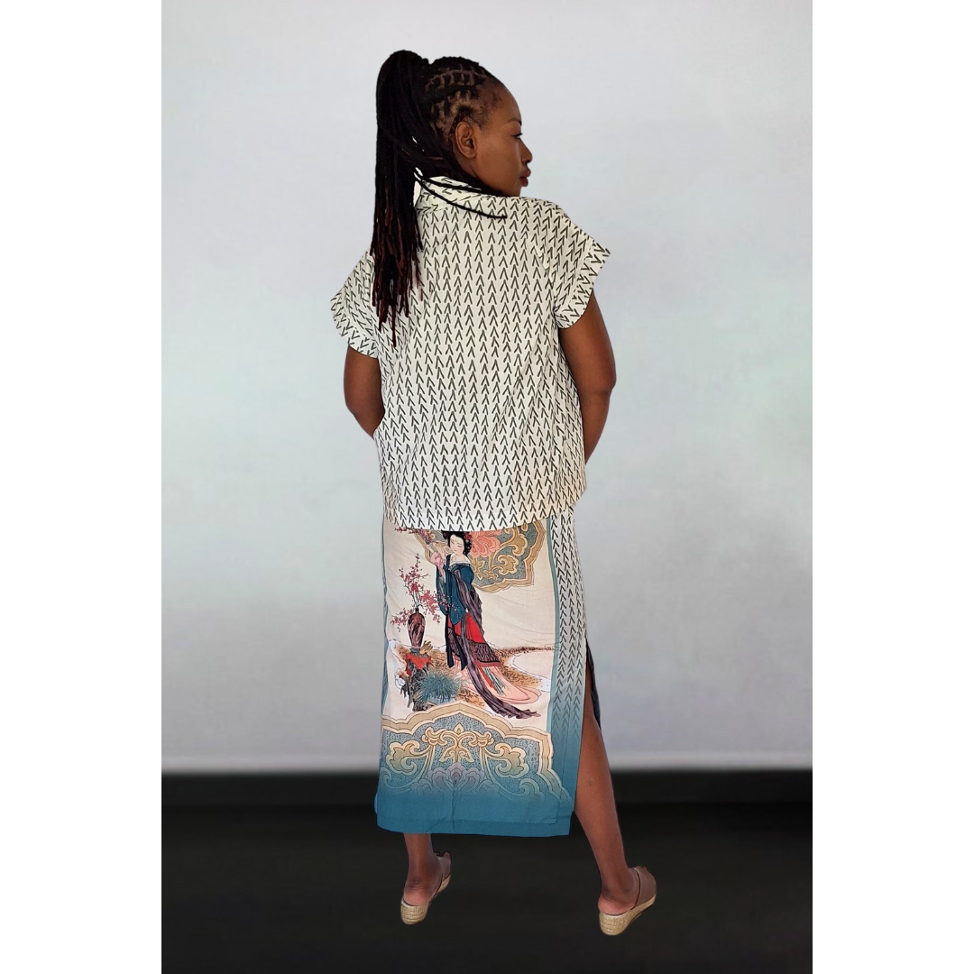 Ancient Beauty Sage Vase Strapless Dress