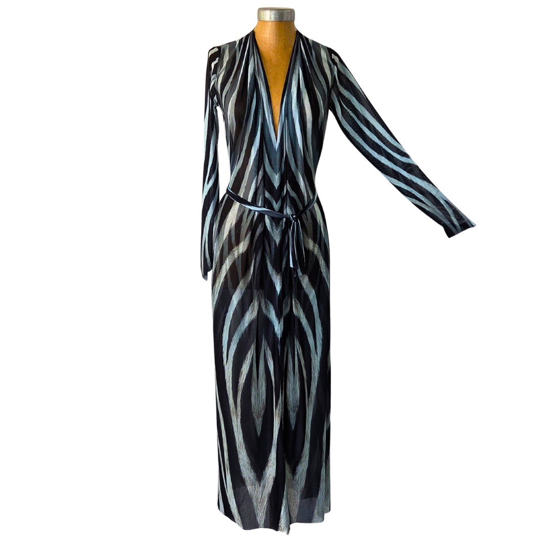Mesh Tie Maxi Dress Zebra