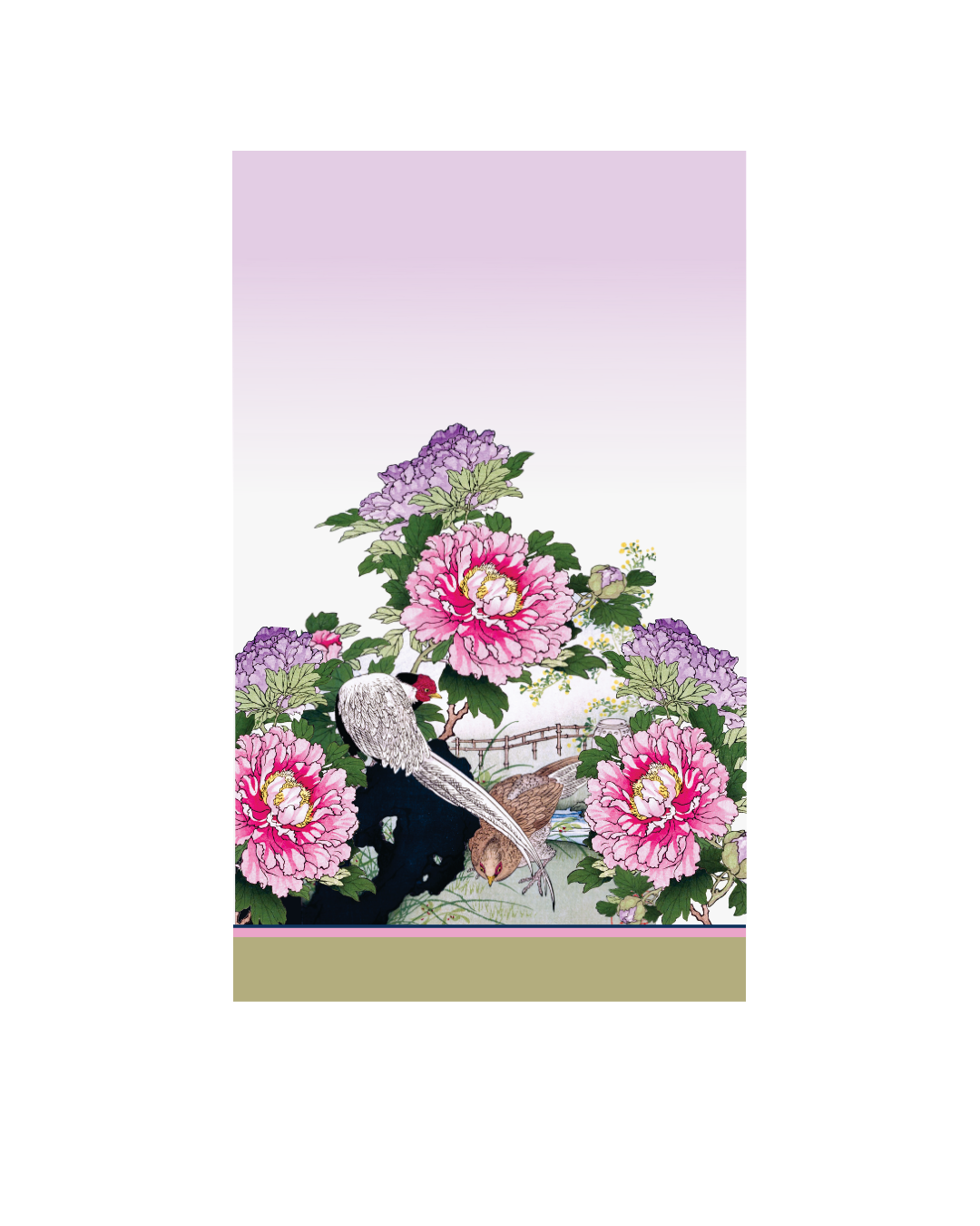 Mesh Top Asym Peony with Pheasant