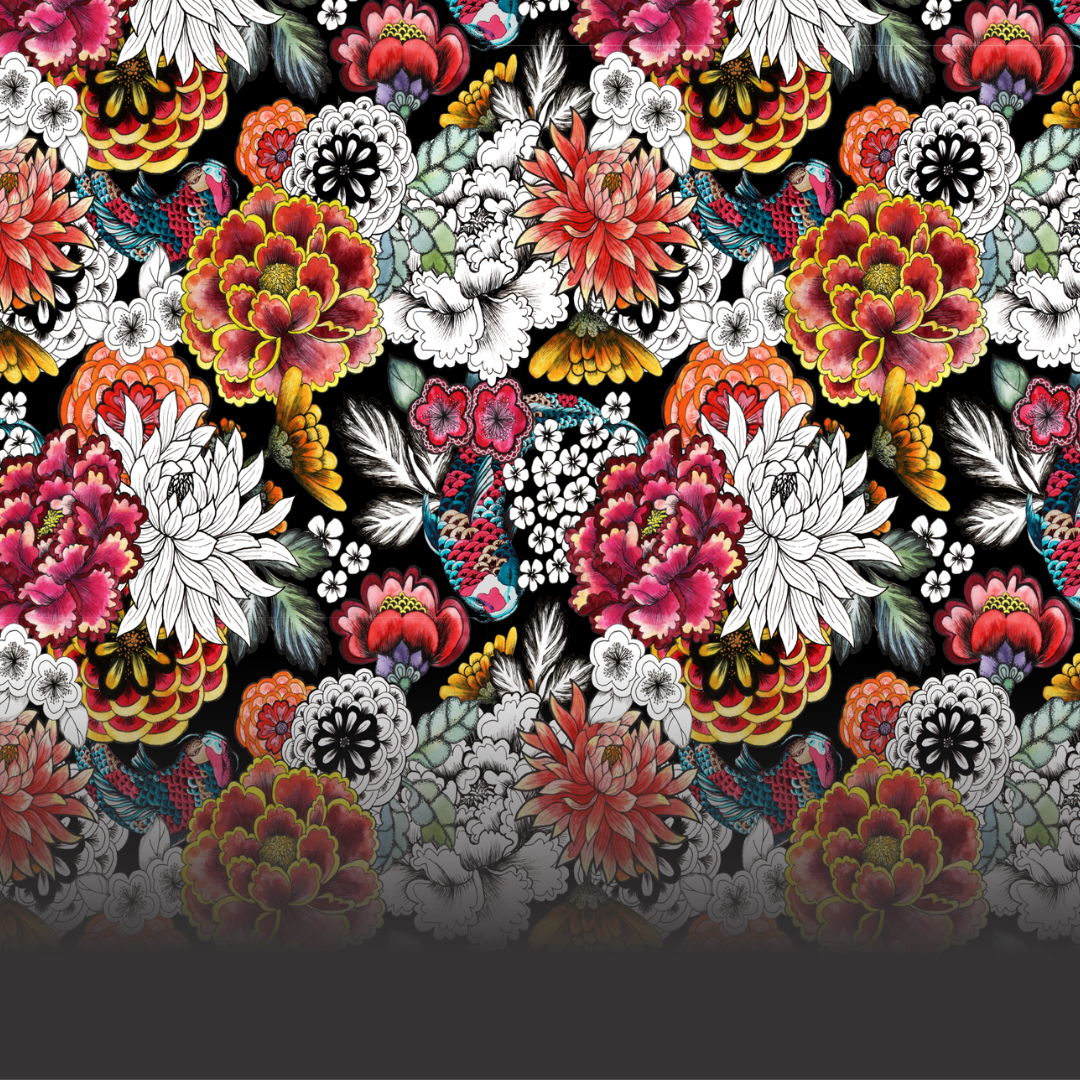 Mesh Top Painted Flowers Multi