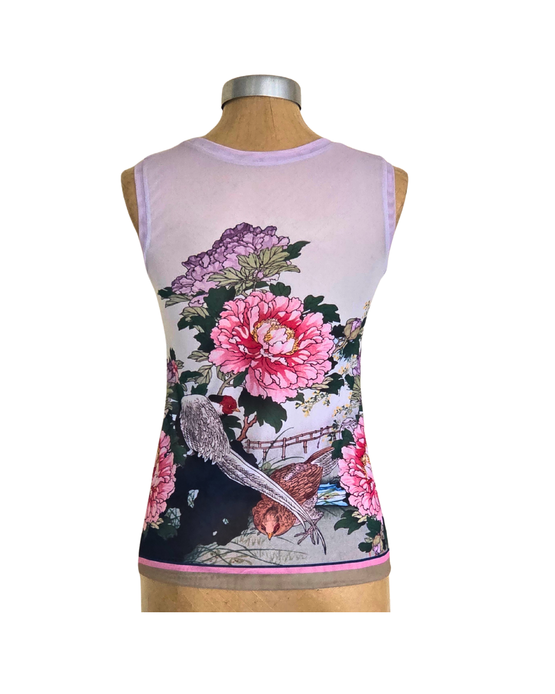 Mesh Top Tank Peony with Pheasant