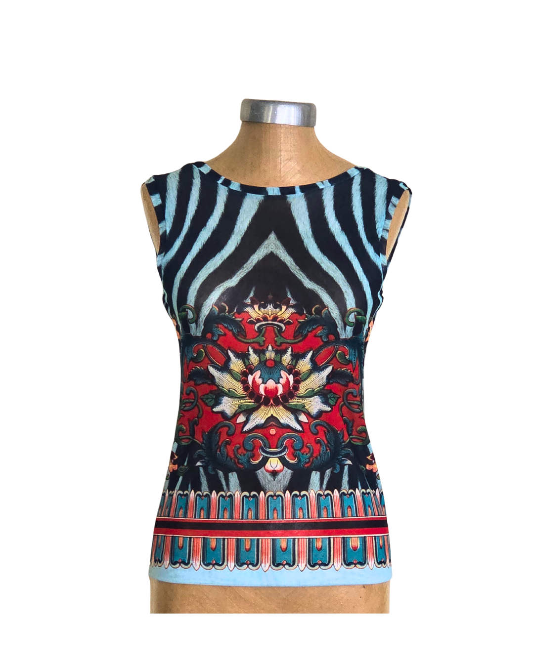 Mesh Top Tank Zebra Rose