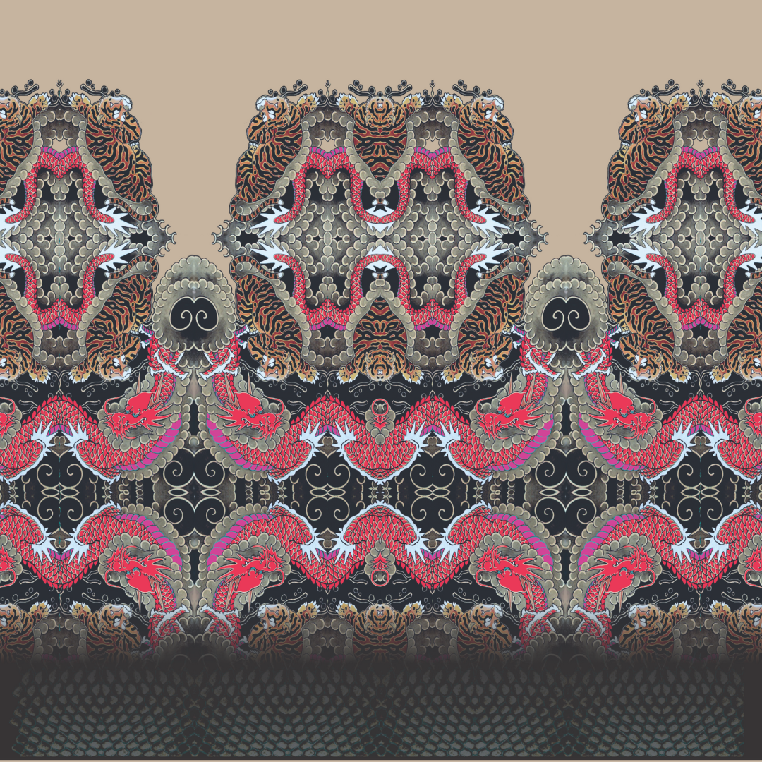 Mesh Top Tiger with Dragon