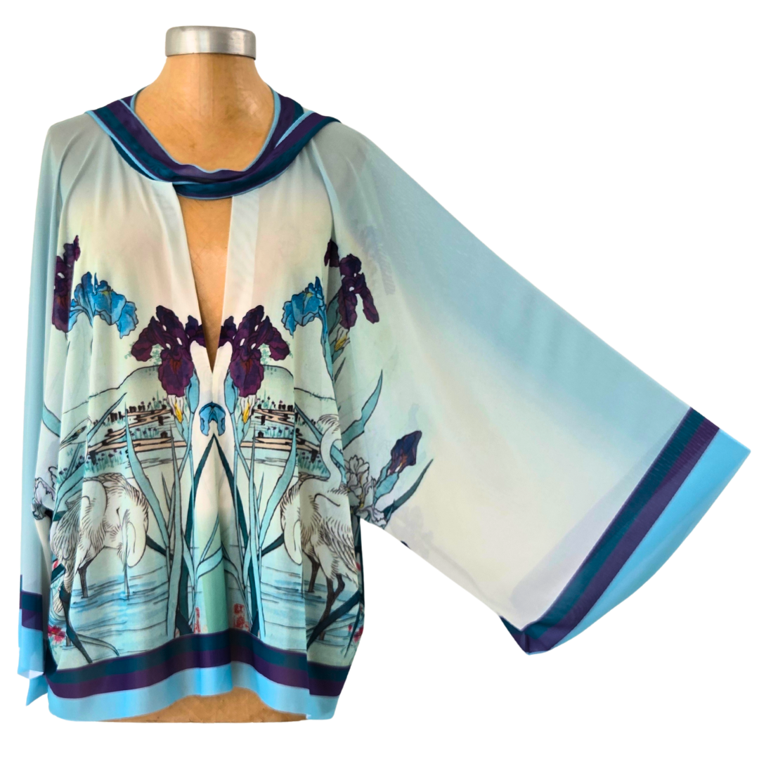 Mesh Closed Kimono Iris with Heron