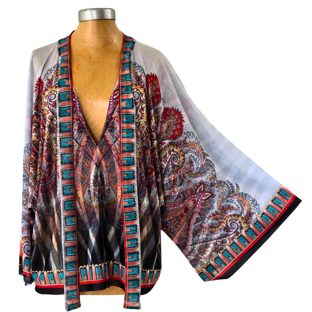 Mesh Closed Kimono Paisley with Zebra