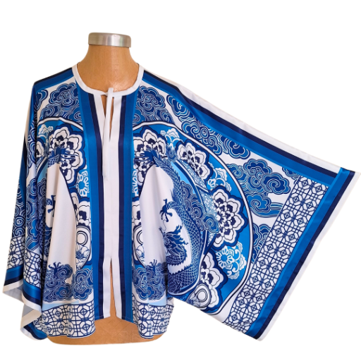 W24 Blue China Dragon Closed Kimono