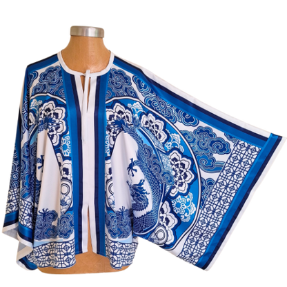 W24 Blue China Dragon Closed Kimono