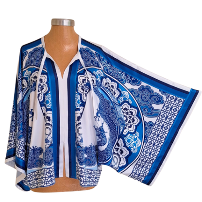 W24 Blue China Dragon Closed Kimono