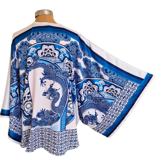 W24 Blue China Dragon Closed Kimono