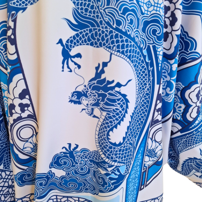 W24 Blue China Dragon Closed Kimono