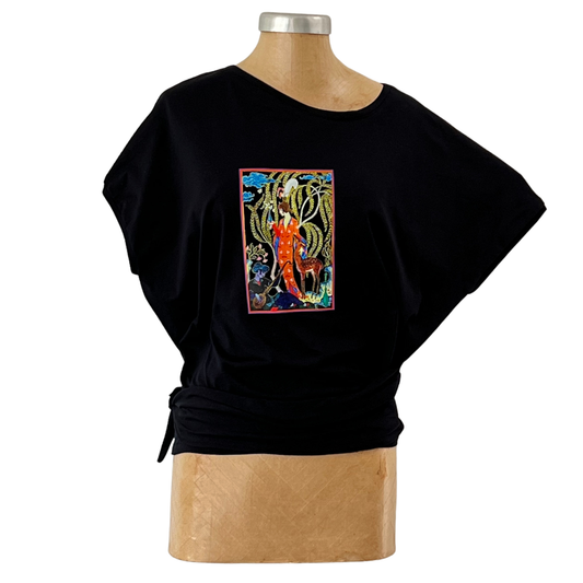 Cotton Black Tie Top Girl in Persia