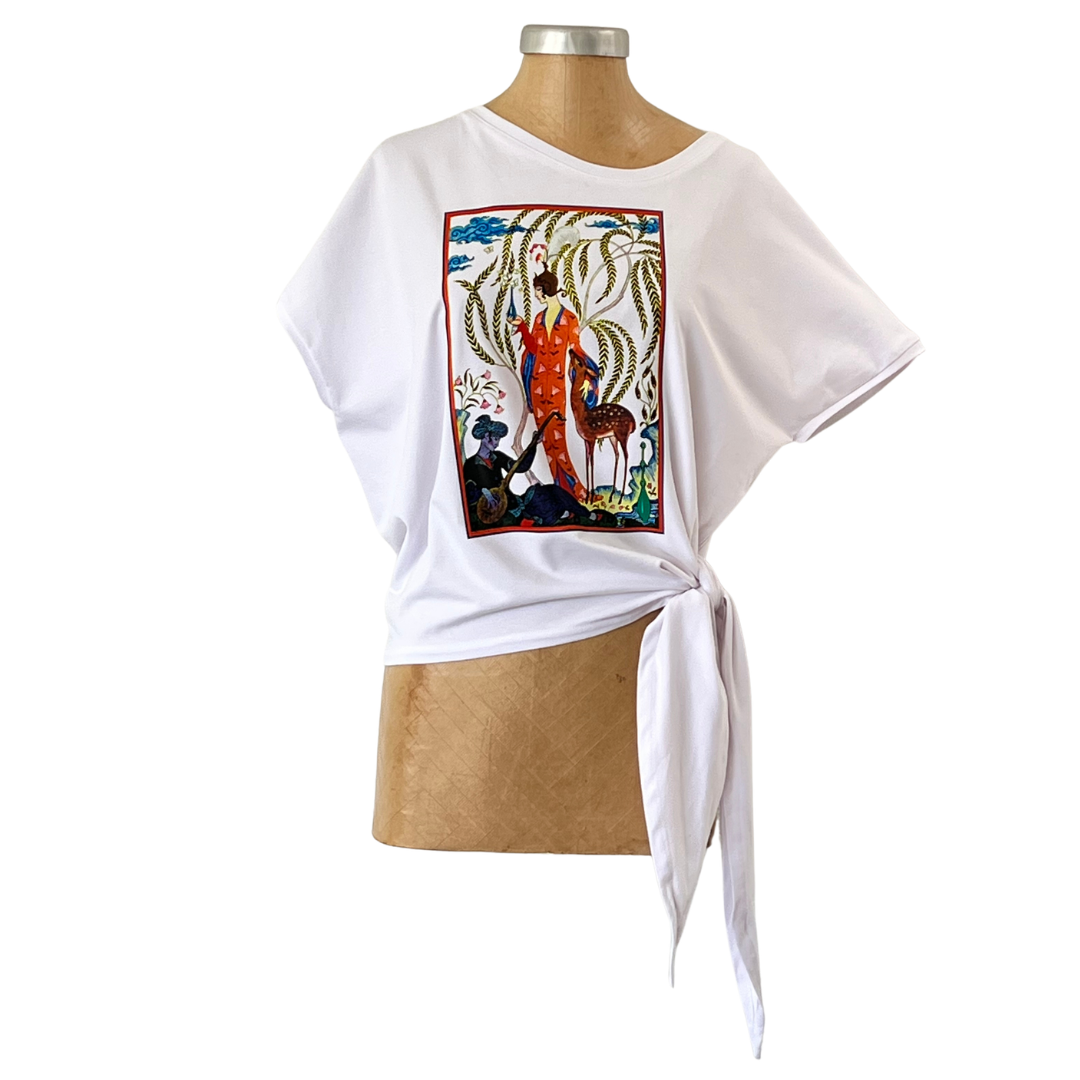 Cotton White Tie Top Girl in Persia
