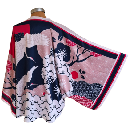 W24 Cranes in Garden Closed Kimono