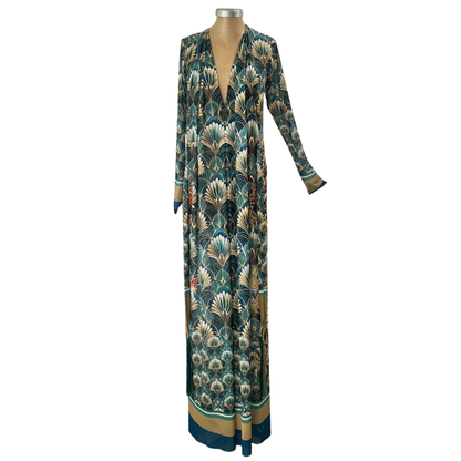 Mesh Tie Maxi Dress Dragon Tapestry