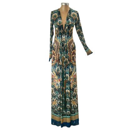 Mesh Tie Maxi Dress Dragon Tapestry