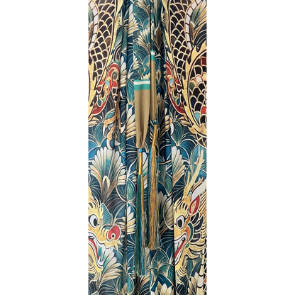 Mesh Tie Maxi Dress Dragon Tapestry
