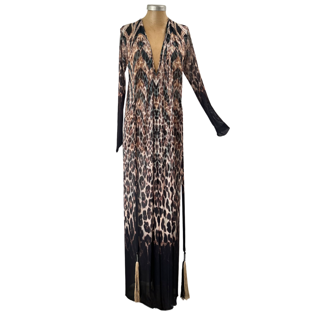 Mesh Tie Maxi Dress Leopard Nouveau