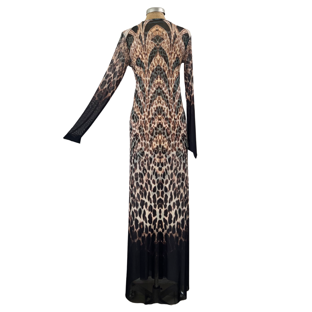 Mesh Tie Maxi Dress Leopard Nouveau