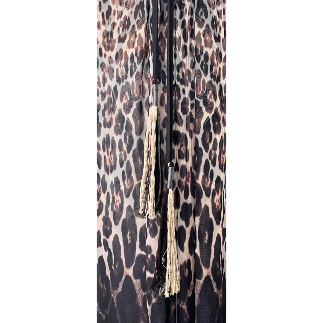 Mesh Tie Maxi Dress Leopard Nouveau