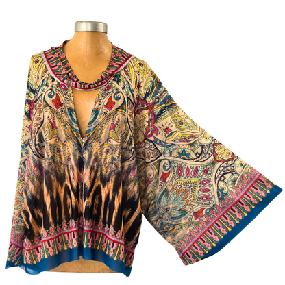 Mesh Closed Kimono Paisley with Leopard