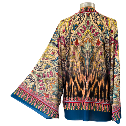 Mesh Closed Kimono Paisley with Leopard