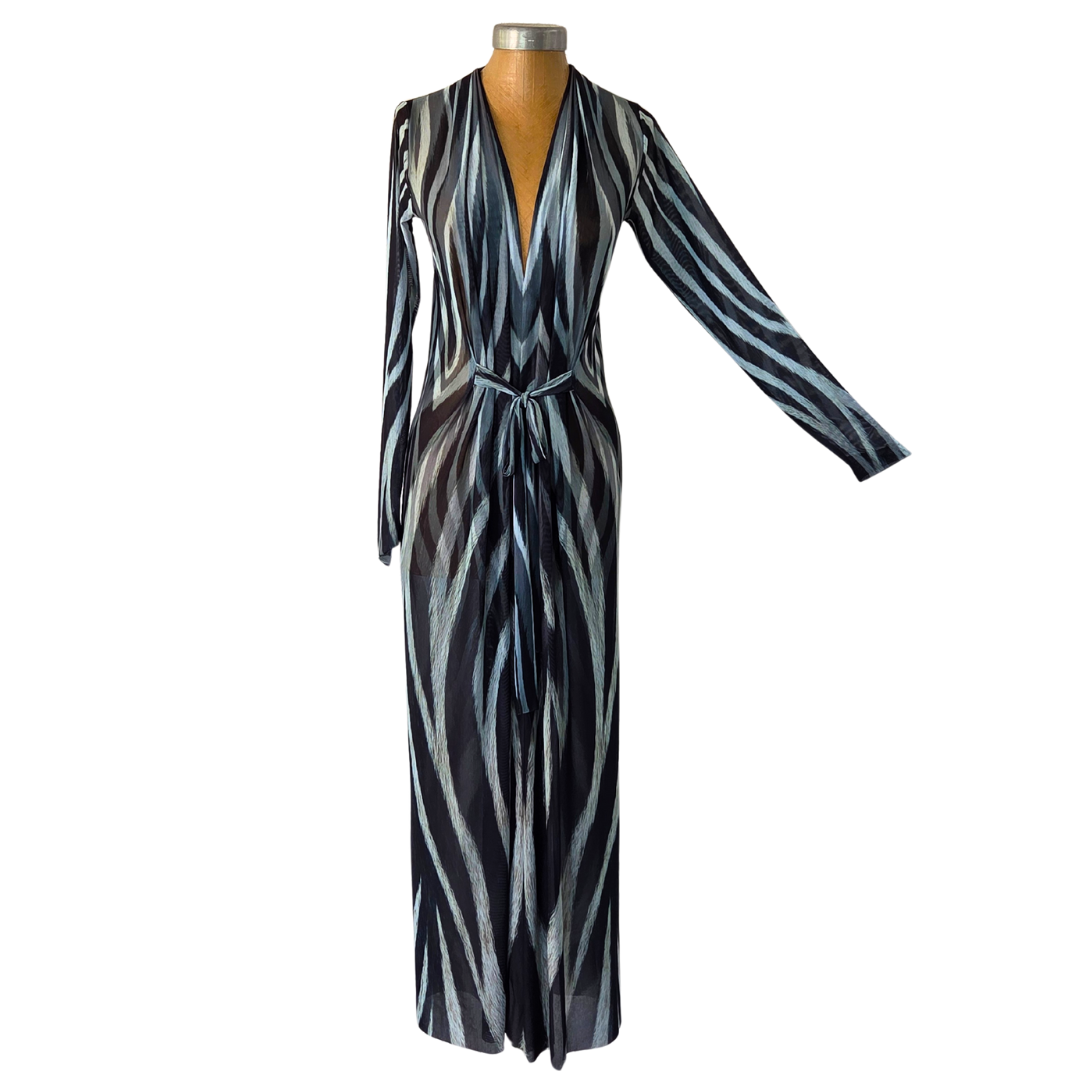 Mesh Tie Maxi Dress Zebra
