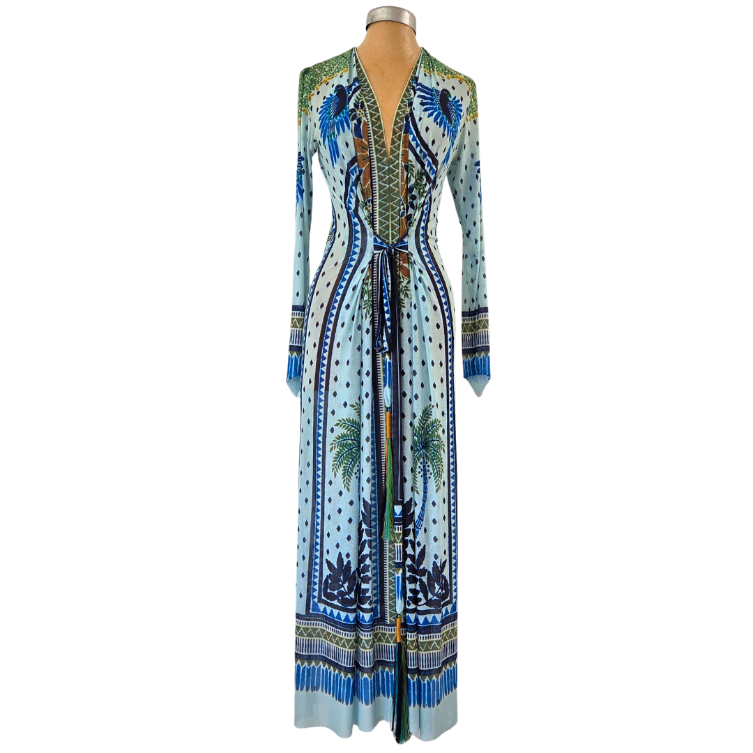 Mesh Tie Wrap Dress Blue Bird Palm