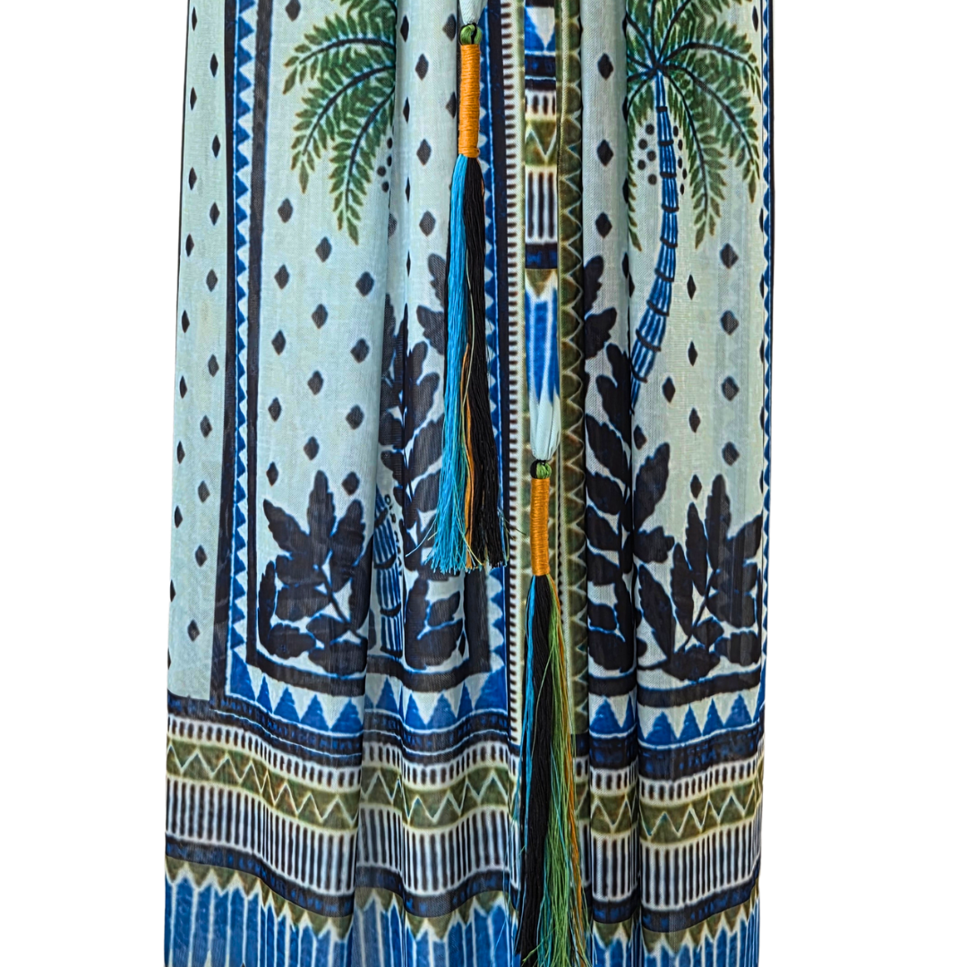 Mesh Tie Wrap Dress Blue Bird Palm