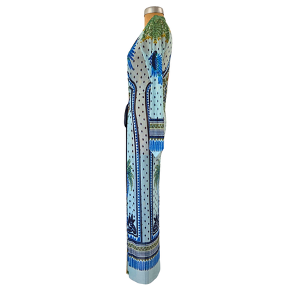 Mesh Tie Wrap Dress Blue Bird Palm