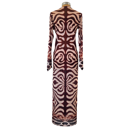 Mesh Tie Wrap Dress Giraffe