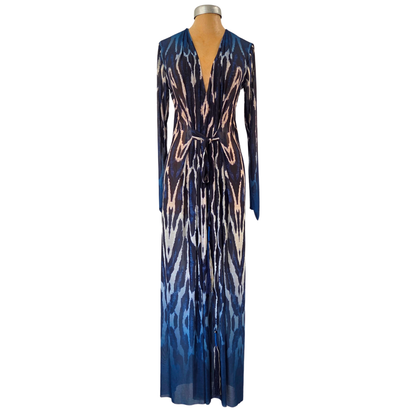Mesh Tie Wrap Dress Jaguar Blue