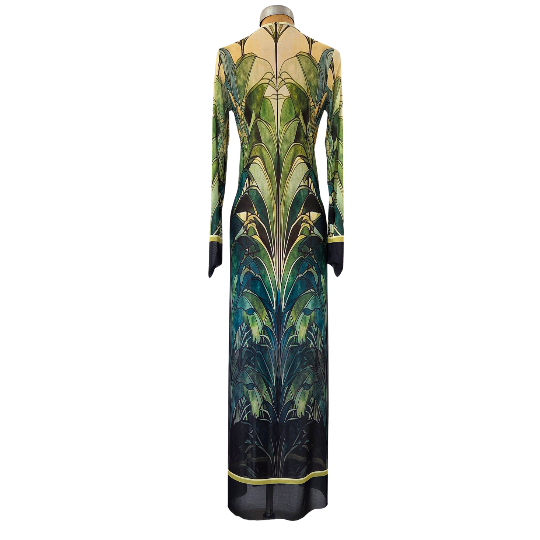 Mesh Tie Wrap Dress Palms in Window
