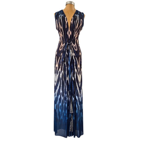 Mesh Tie Wrap Dress Sleeveless Jaguar Blue