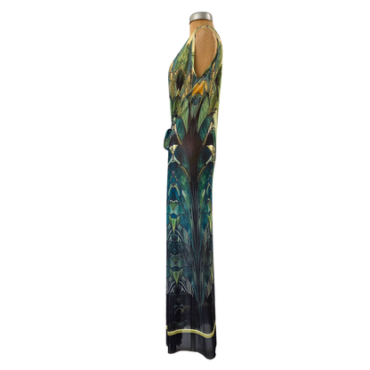 Mesh Tie Wrap Dress Sleeveless Palms in Window