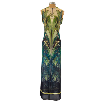 Mesh Tie Wrap Dress Sleeveless Palms in Window