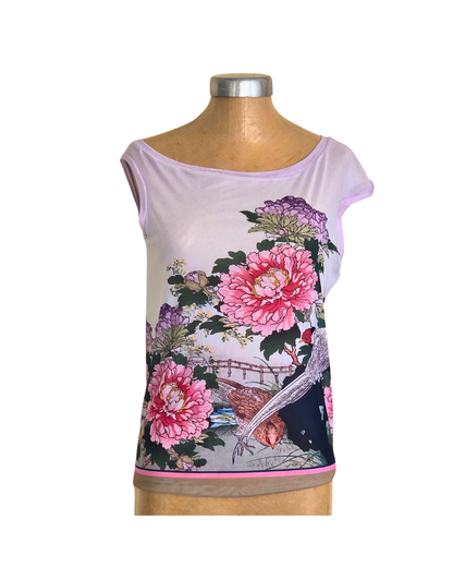 Mesh Top Asym Peony with Pheasant