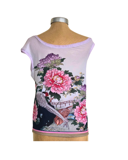 Mesh Top Asym Peony with Pheasant