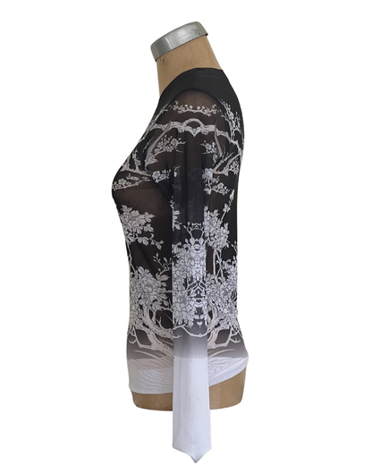 Mesh Top Blossoms with Birds