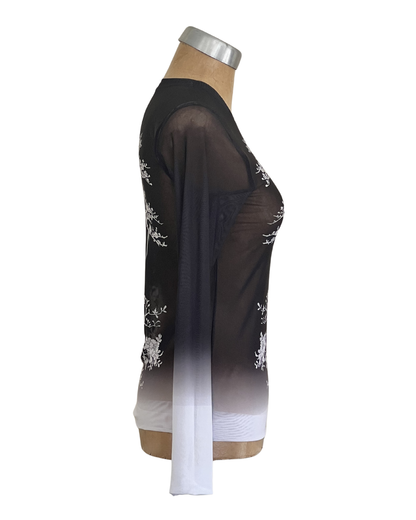 Mesh Top Blossoms with Birds