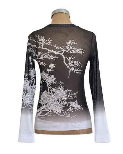 Mesh Top Blossoms with Birds