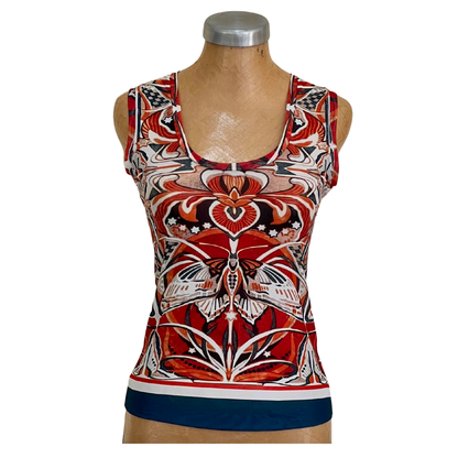 Mesh Top Tank Butterfly Floral