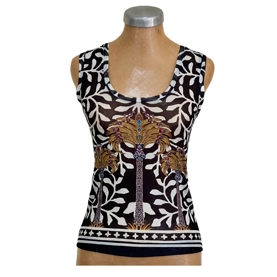 Mesh Top Tank Palm and Leaves