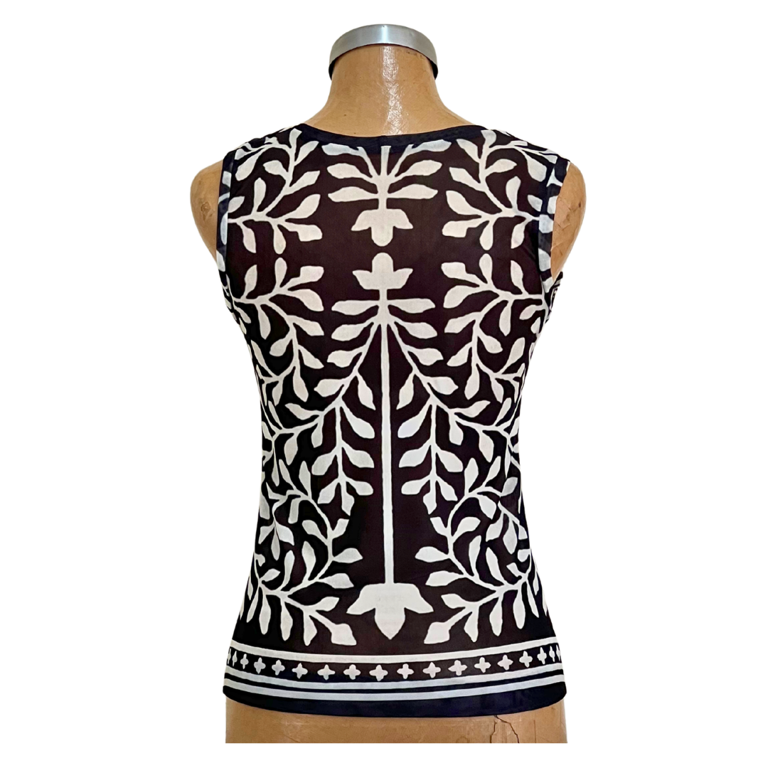 Mesh Top Tank Palm and Leaves