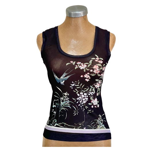 Mesh Top Tank Swallow and Wisteria