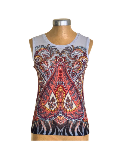 Mesh Top Tank Zebra with Paisley