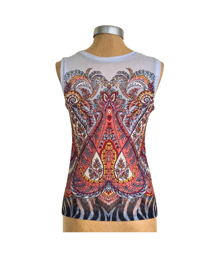 Mesh Top Tank Zebra with Paisley