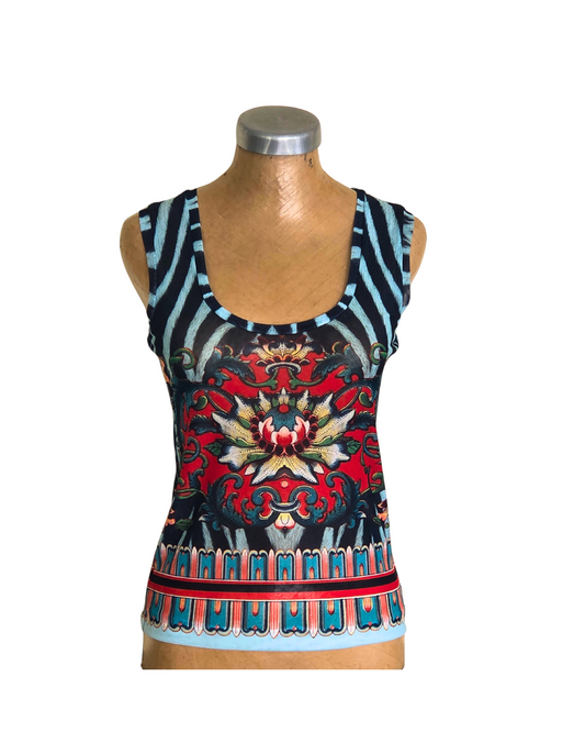 Mesh Top Tank Zebra Rose
