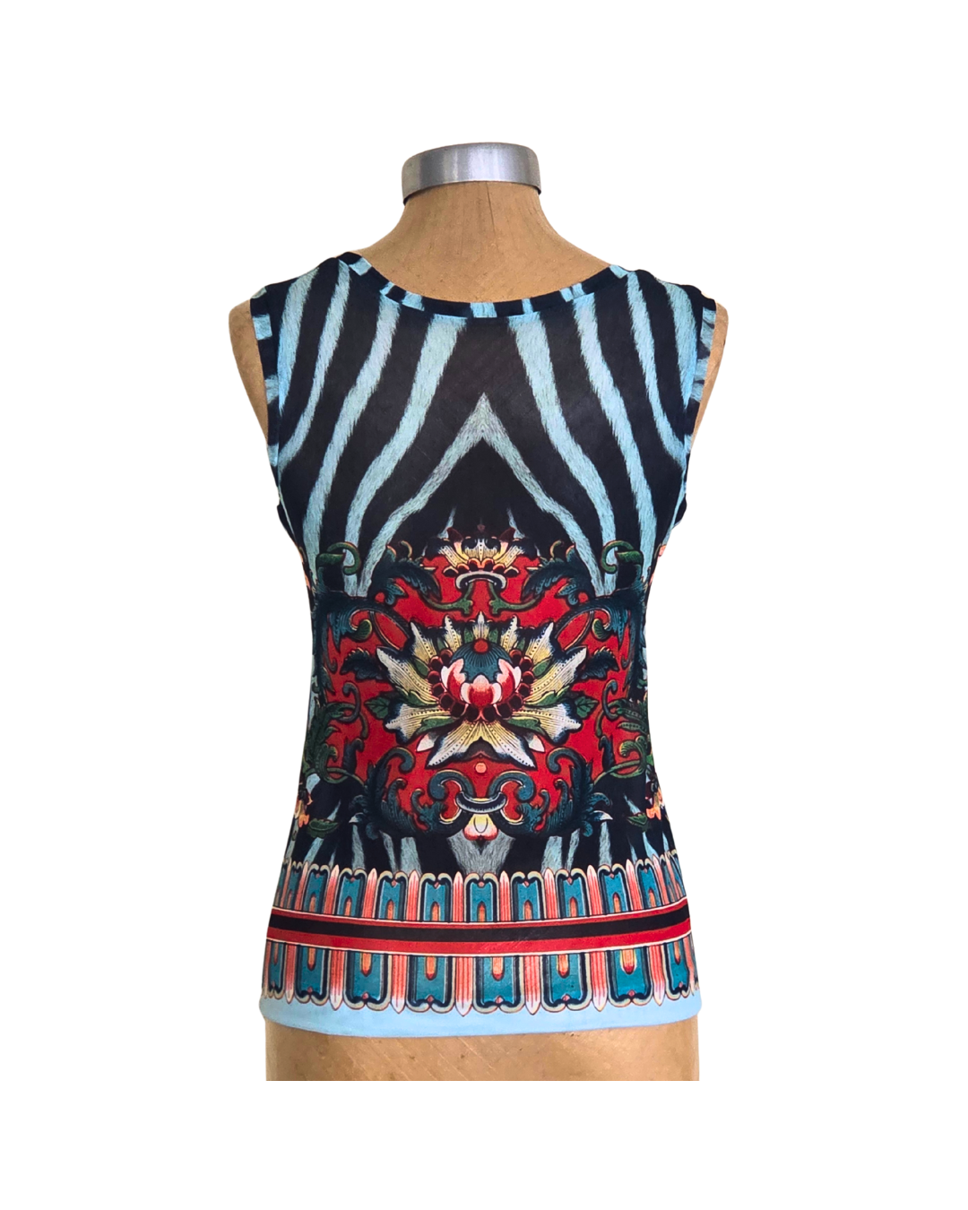 Mesh Top Tank Zebra Rose