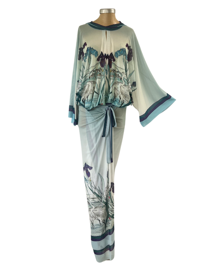 Mesh Wrap Maxi Skirt Iris with Heron