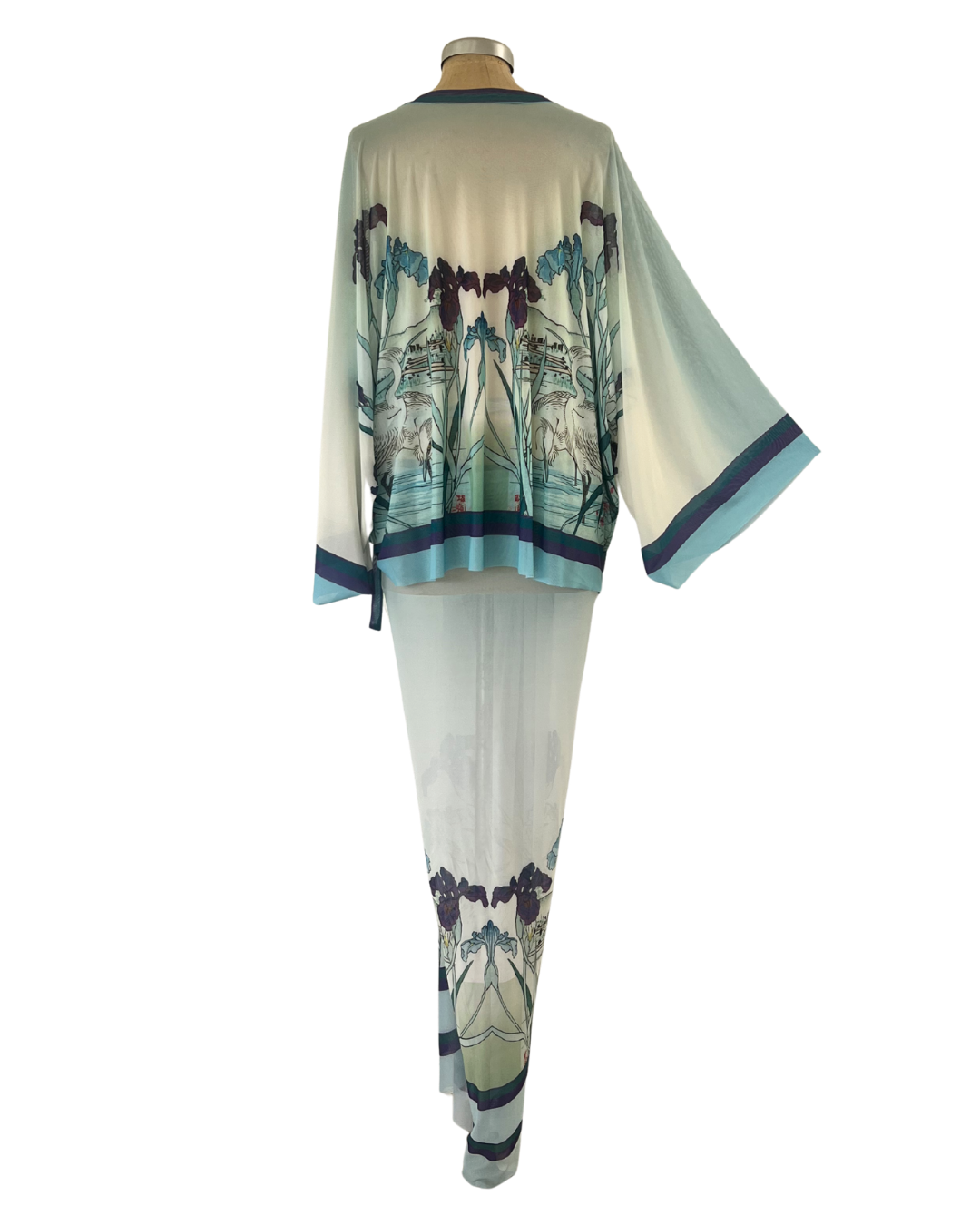 Mesh Wrap Maxi Skirt Iris with Heron